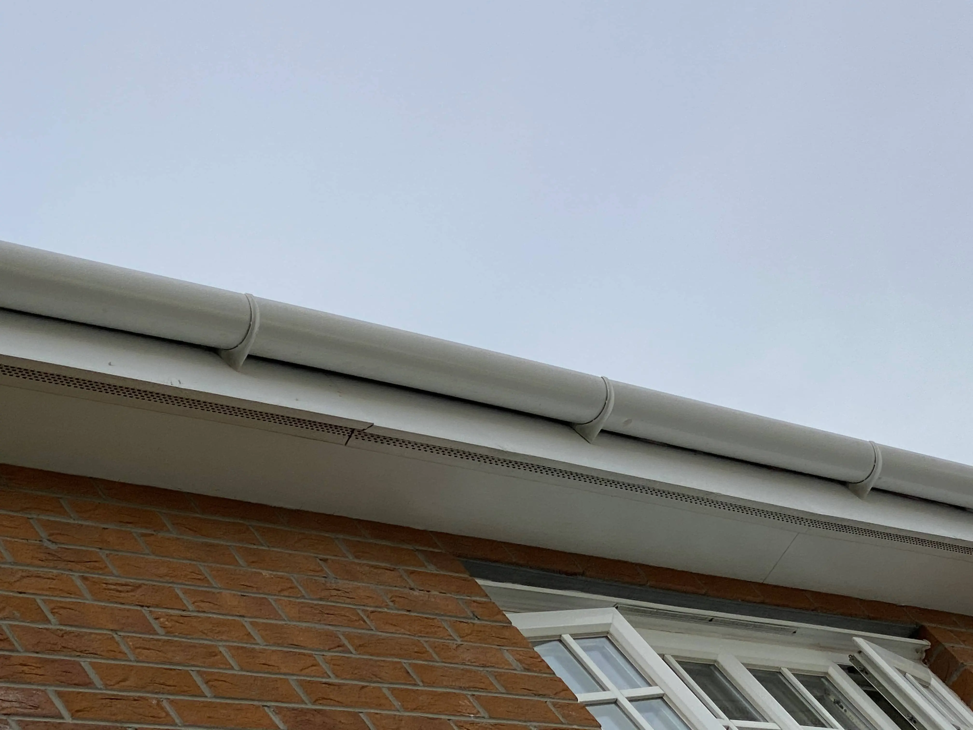 A recently cleaned gutter